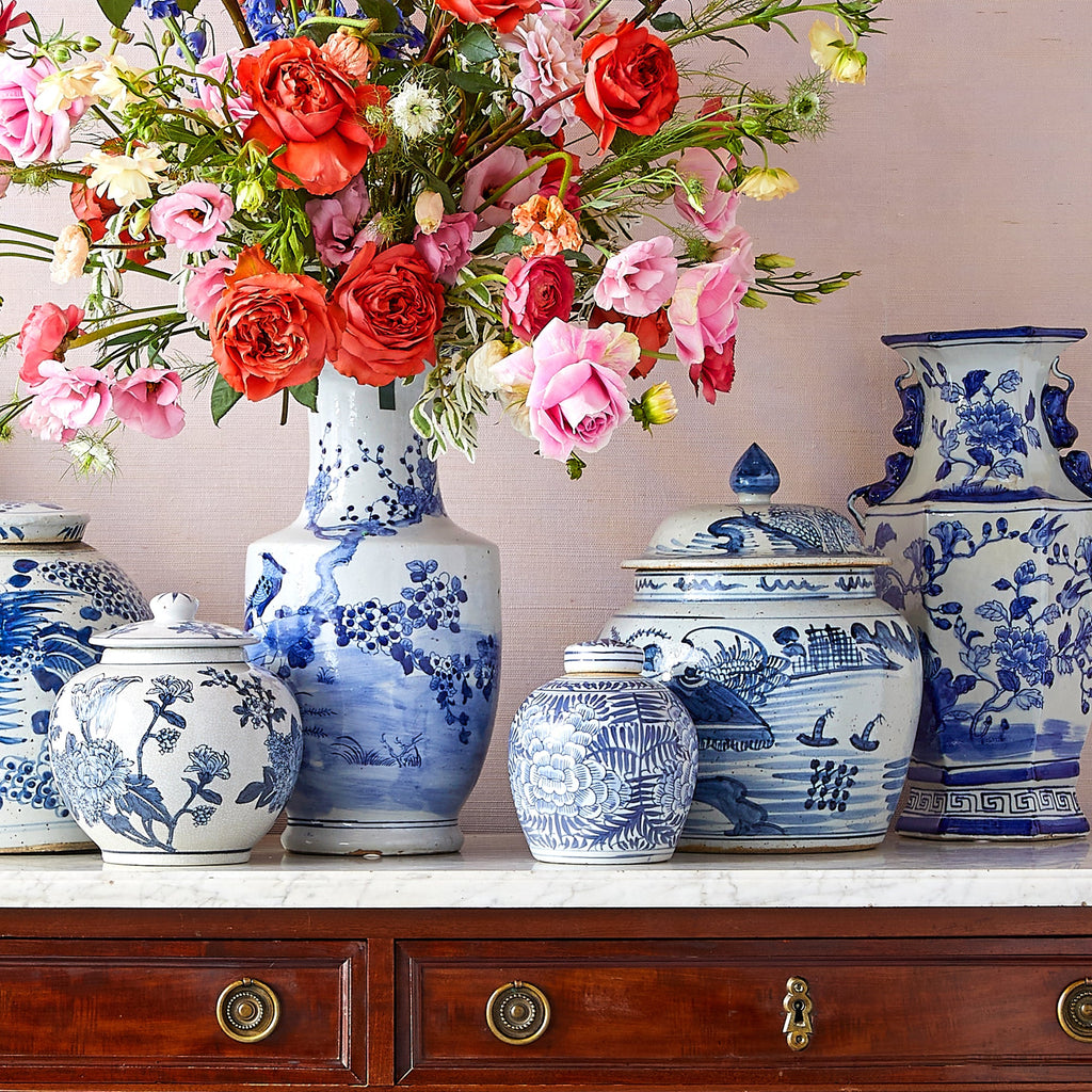 Blue & White Landscape Lidded Jar