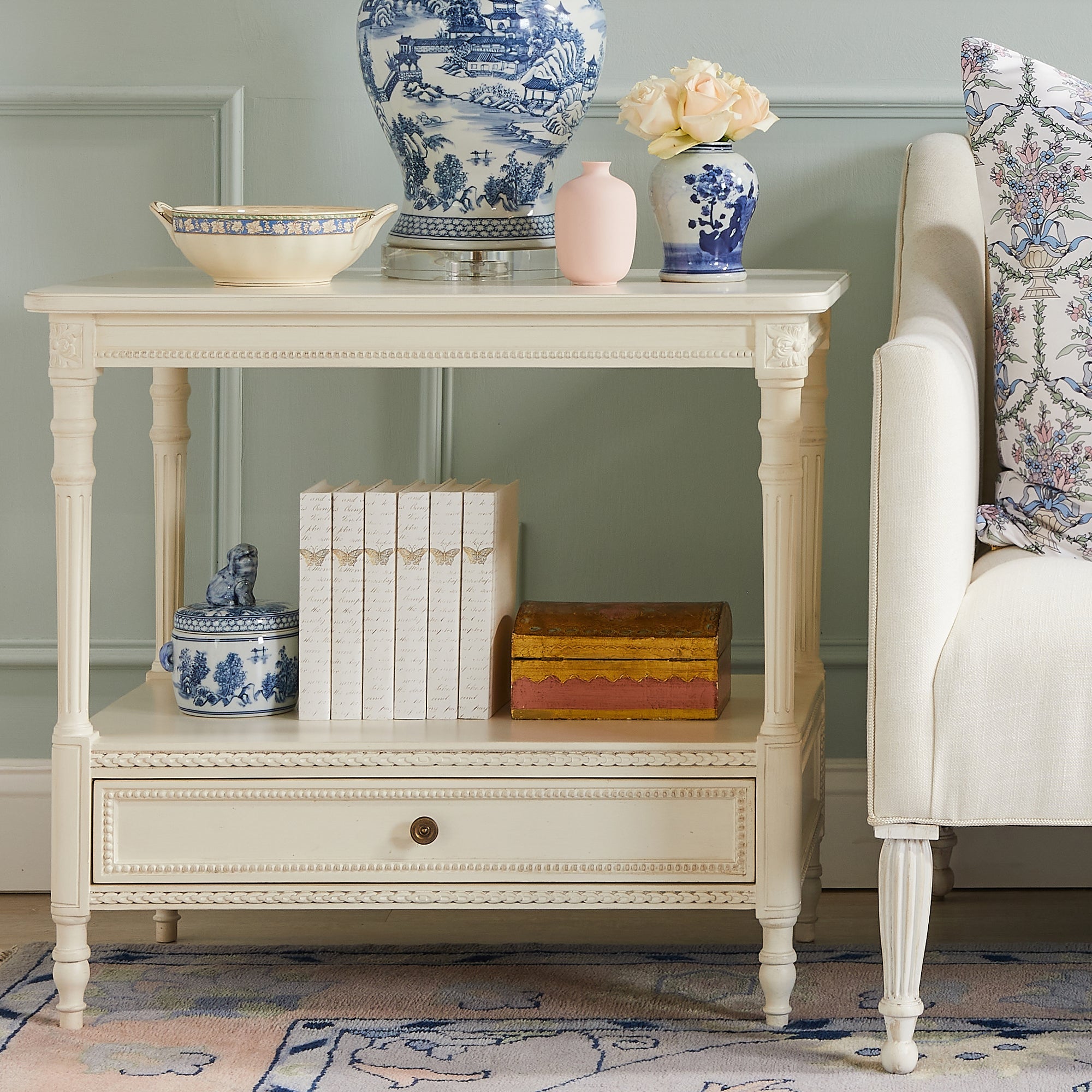 Foo Dog Candy Jar in Blue & White